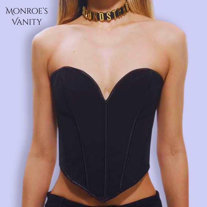 BRIELLE - Heart Shape Corsette Top - Black