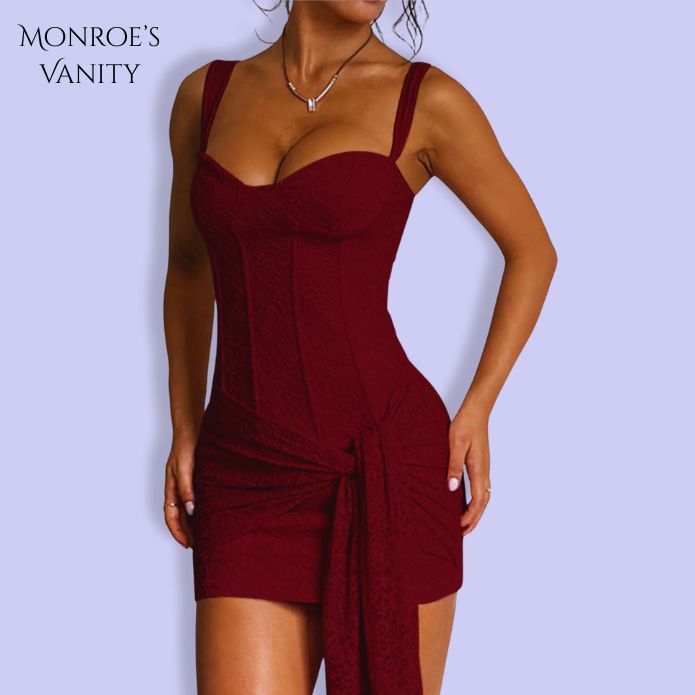 YAVELLE - Sweetheart Neck Wide Strap Mini Dress