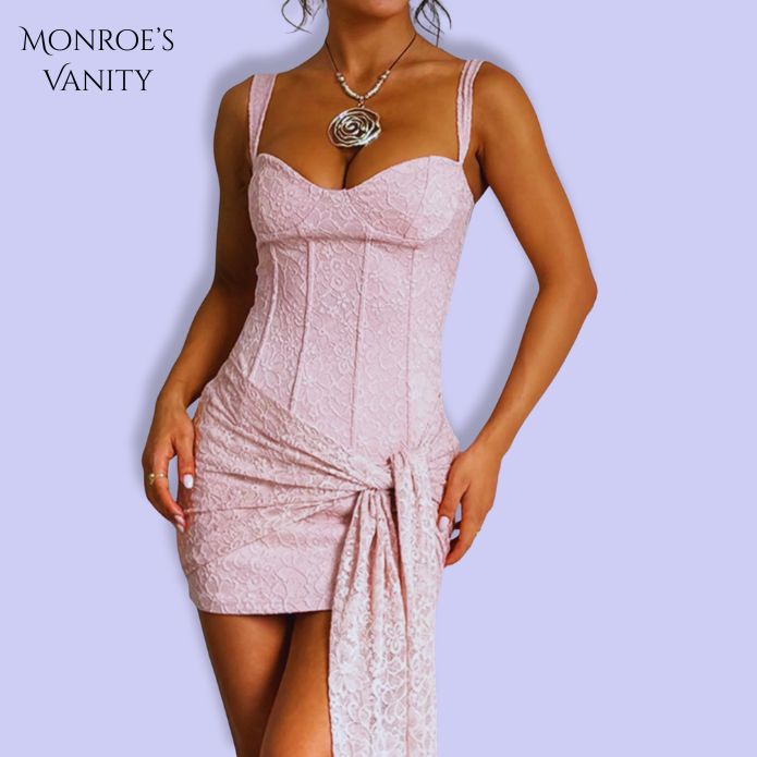 YAVELLE - Sweetheart Neck Wide Strap Mini Dress