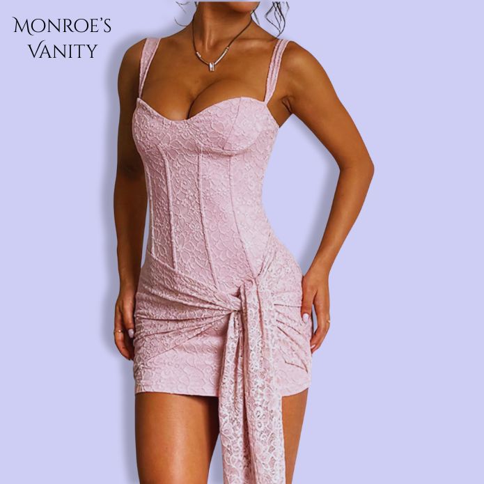 YAVELLE - Sweetheart Neck Wide Strap Mini Dress