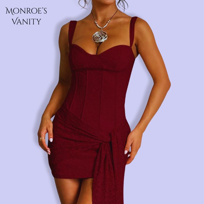 YAVELLE - Sweetheart Neck Wide Strap Mini Dress