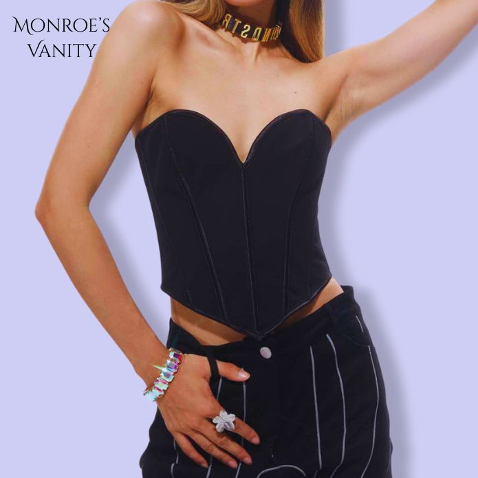 BRIELLE - Heart Shape Corsette Top - Black