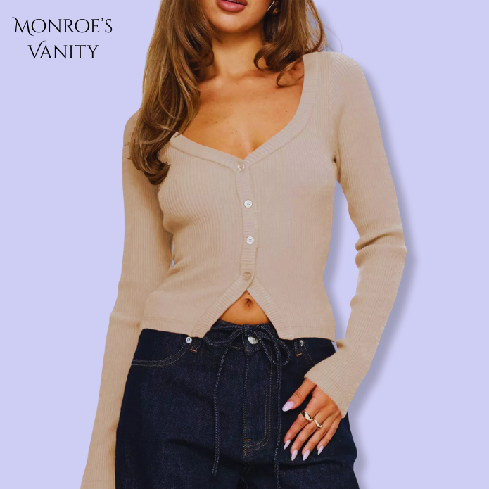 BLEU - Ribbed Knit Button-Down Cardigan