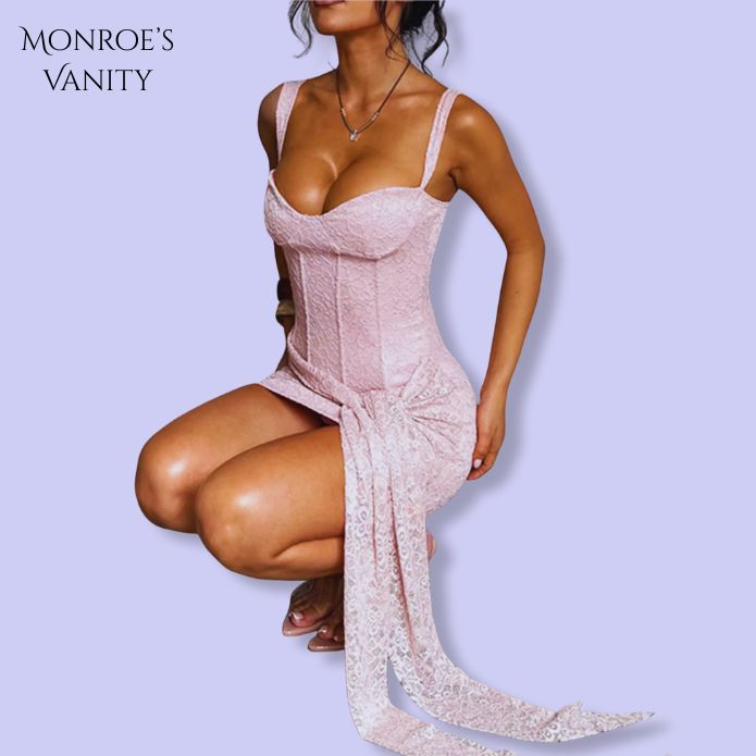 YAVELLE - Sweetheart Neck Wide Strap Mini Dress