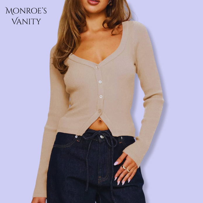 BLEU - Ribbed Knit Button-Down Cardigan