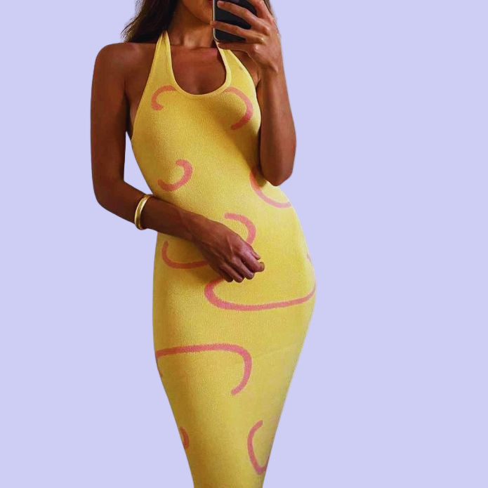 PRISCILLA - Halter Neck Midi Sweater Dress