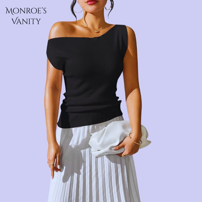 ELENORA - Sheer Shoulder Knit Top