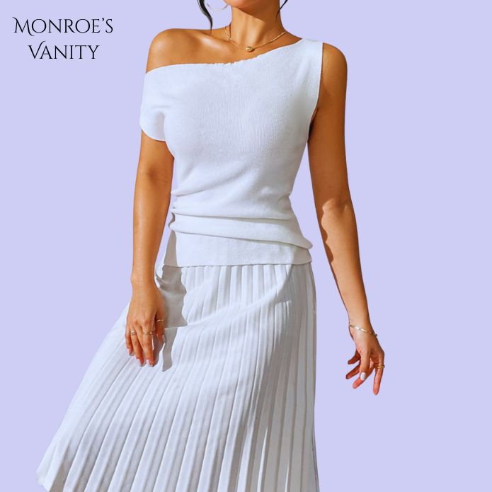 ELENORA - Sheer Shoulder Knit Top