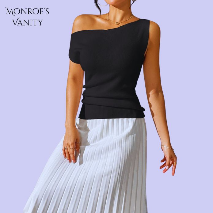 ELENORA - Sheer Shoulder Knit Top